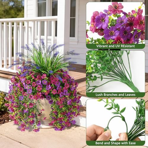 Artificial Fake Hanging Flowers Plants for Outdoor Outside Decoration