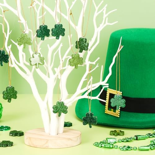 36Pcs St. Patricks Day Ornaments Mini Resin Shamrock Hanging Charms