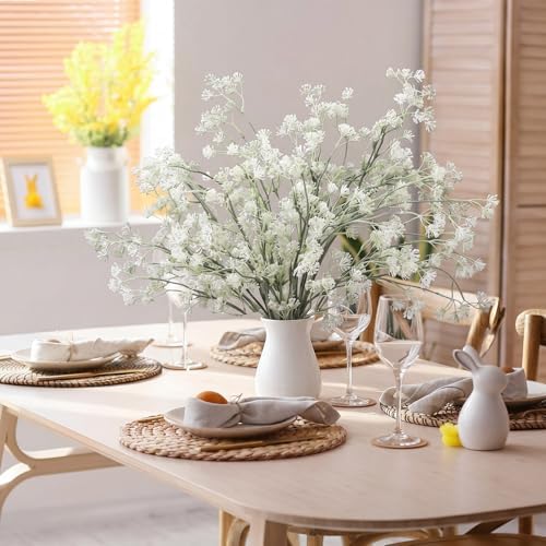 Suncalla 6 Pcs Faux Dusty Plum Berry Stem Fall Decor, White, 35 Inch