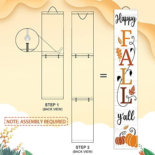 Happy Fall Y'all Wooden Porch Sign 47" Thanksgiving Large Welcome Porch Sign for Pumpkin Sign Autumn Home Front Door Yard Party Decor