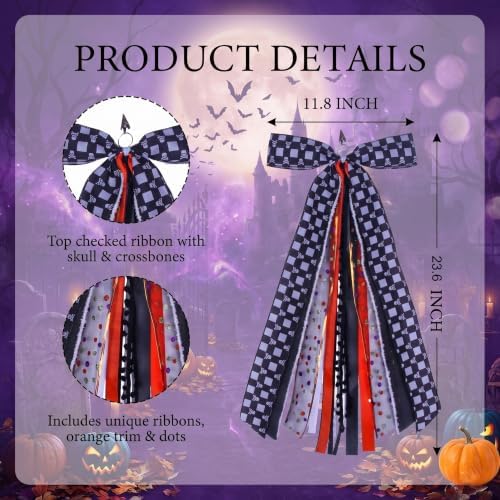 Halloween Wreath Sash Halloween Wreath Bow, 11.8*23.6" Wreath Bow Decor