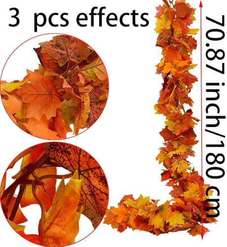 Fall Garland Fall Leaves Garland for Thanksgiving Decorations Home Outdoor Decor (3 Pcs)
