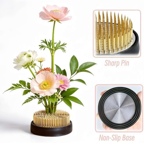 Ceramic Flower Pot Flower Arrangement Set Japanese Ikebana Floral Art Supplies Handmade Flower Bowl Decorative Flower Vase for Centerpieces (Small Black)