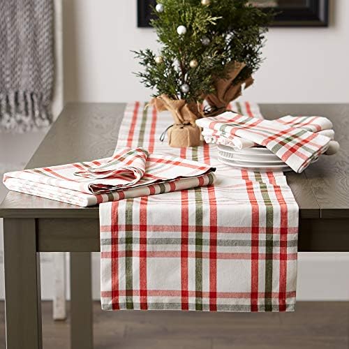 DII Jolly Christmas Tree Collection Holiday Table & Kitchen Décor, Table Runner, 14x72, Christmas Plaid