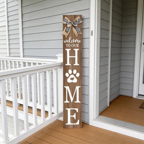 Welcome to Our Home Front Door Sign, 47"X8", Wood