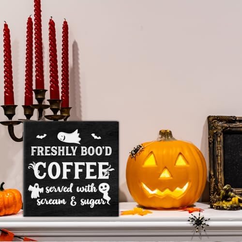 Halloween Decor, Coffee Bar Decorations, Ghost Wooden Decorative Sign