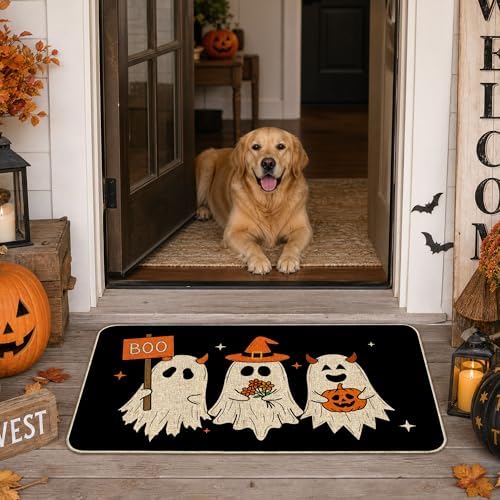 Hexagram Halloween Door Mat Pumpkin Ghost Boo Doormat Front Home Decor