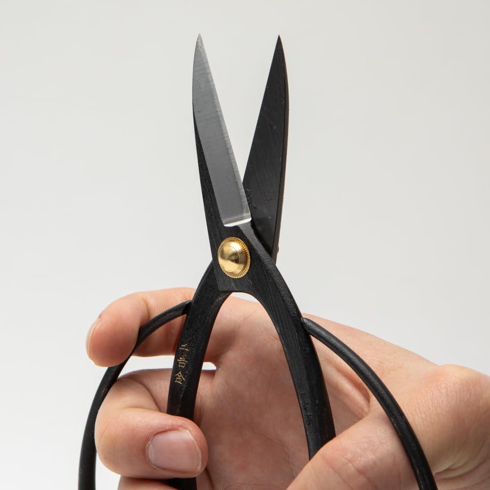 SenkichiKin Bonsai Scissors 7in (180mm) – Made in Japan Pruning Shears, Sharp Carbon Steel for Precision Trimming