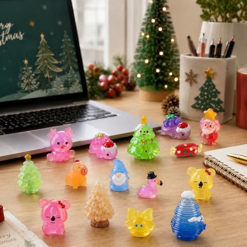 DIYDEC 60PCS Luminous Chistmas Resin Figures Toys Miniature Garden Decor