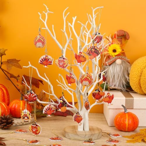 36Pcs Turkey Ornaments Double Side Thanksgiving Hanging Decoration
