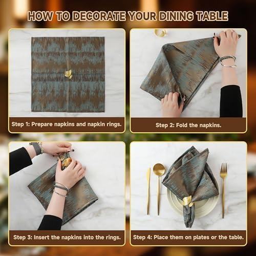 Gold Napkin Rings Set of 12, Solid Metal Laurel Leaf Table Decor