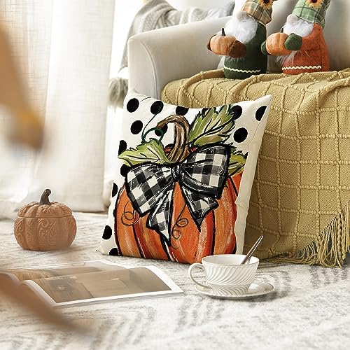 AVOIN colorlife Fall Polka Dot Pumpkin Throw Pillow Cover 16x16 Inch