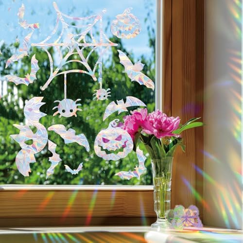 39 pcs Spider Web and bat Anti Bird Collision Window Stickers, Rainbow Stickers, Window Stickers, Bird and Window Protection Stickers, Glass Door Safety Stickers