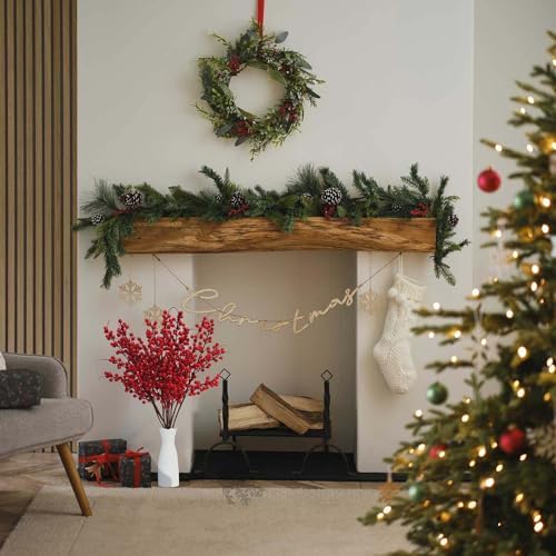 Mklsit 6 Pack Artificial Red Berry Stems 25.2", Long Christmas Red Berries