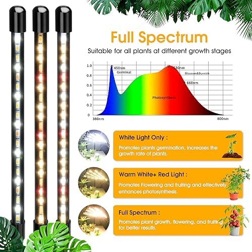 Wolezek Grow Lights for Indoor Plants Full Spectrum with Stand
