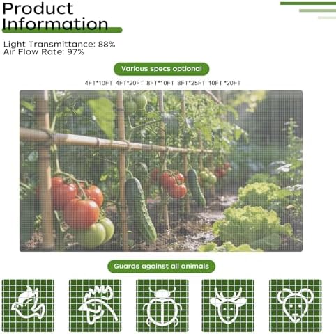 Garden Netting, 4'x10' Fine Mesh Plant Net, Guard Veggies, Fruits & Flowers