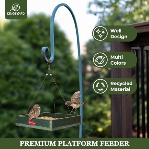 Kingsyard Platform Bird Feeder for Outdoors, Hanging Feeding Tray