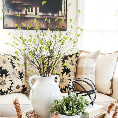6Pcs Artificial Greenery Branches 41 Inch Faux Greenery Stems for Vase Fake Ficus Twig Plants Realistic Flexible Willow Branches for Tall Floor Vase Filler Home Centerpieces Arrangements Office