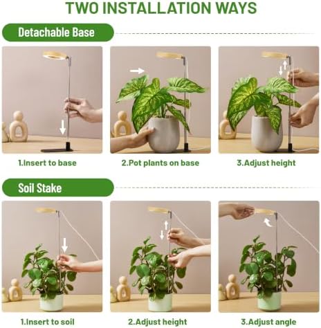 LBW Grow Lights for Indoor Plants, Full Spectrum Halo Grow Light with Base