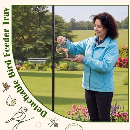 LemonRoad 2 Pack Mesh and Plastic Tray Seed Trays for 1" Bird Feeder Poles