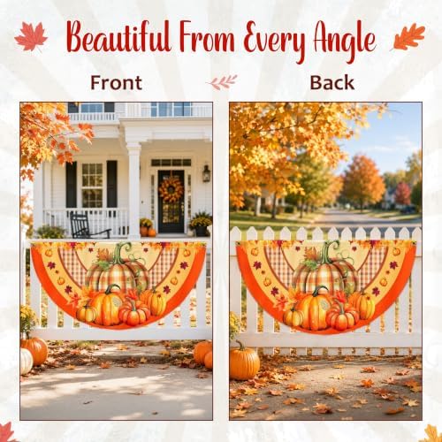 FLAGWIX Pumpkin Fall Bunting Fan Flag, 1.5 x 3 ft, 1 Pack