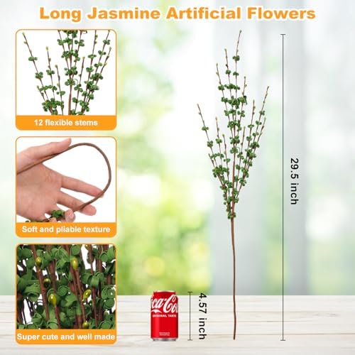 10Pcs 29.5" Green Artificial Jasmine Flowers Stem for Vase DIY Wreath Decor