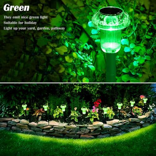 Priddop Solar Lights Outdoor Waterproof 8 Pack LED Green Stake Mushroom