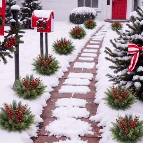Suncalla 24 Pcs Artificial Christmas Flowers for Outdoors Winter, Fresh