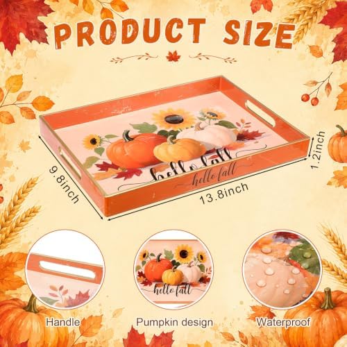 Fall Serving Tray with Handles, Acrylic Rectangular Party Platter