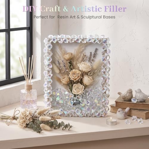 160-Piece Clear AB Iridescent Acrylic Fake Ice Rocks, Vase Filler for Decor