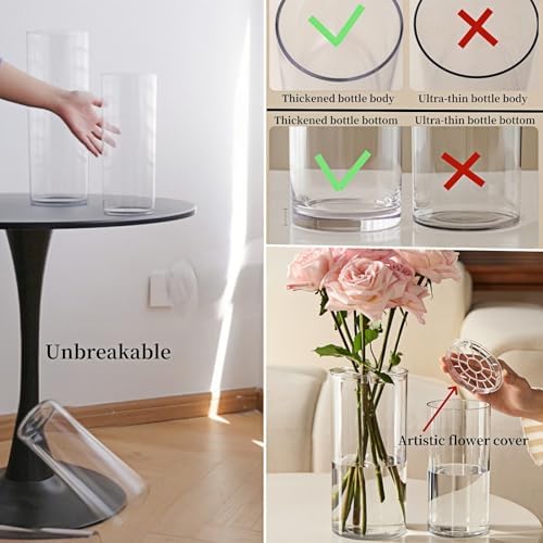 Extra Large Acrylic Cylinder Clear Vase Shatterproof Plastic Vases