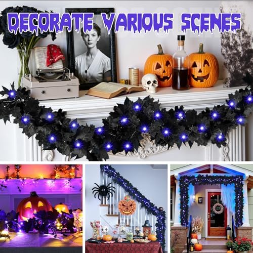 Joyhalo 2 Pack 5.7FT Halloween Garlands with Purple Lights