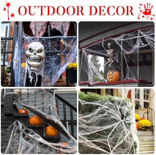 1400 sqft Halloween Spider Webs Decorations + 150 Extra Fake Spiders
