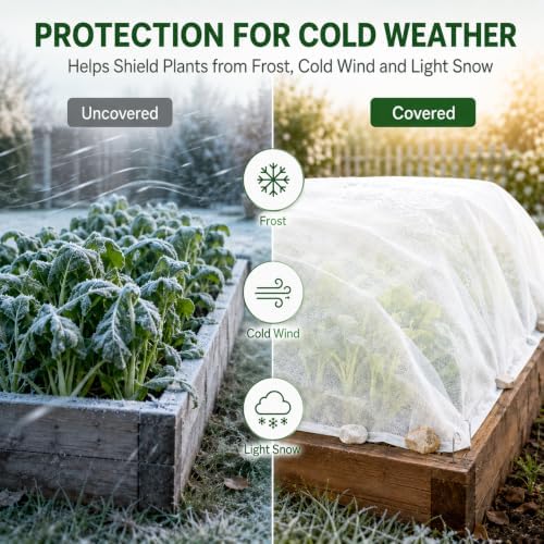 MAQIHAN Plant Covers Freeze Protection - 4.9ft x 16ft Frost Cloth for Plant