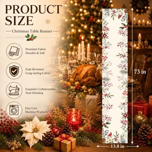Christmas Decorations - Elegant Farmhouse Christmas Table Runner