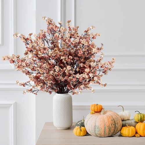Sggvecsy 15 Pcs Babys Breath Artificial Flowers Gypsophila Bouquets Bulk Real Touch Fake Silk Flowers for Home DIY Floral Arrangement Table Centerpiece Fall Thanksgiving Autumn Decoration (Mixed)
