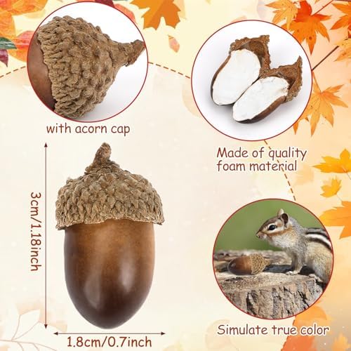 JULBEAR 80Pcs Artificial Acorns Bulk for Crafts and Thanksgiving Decor
