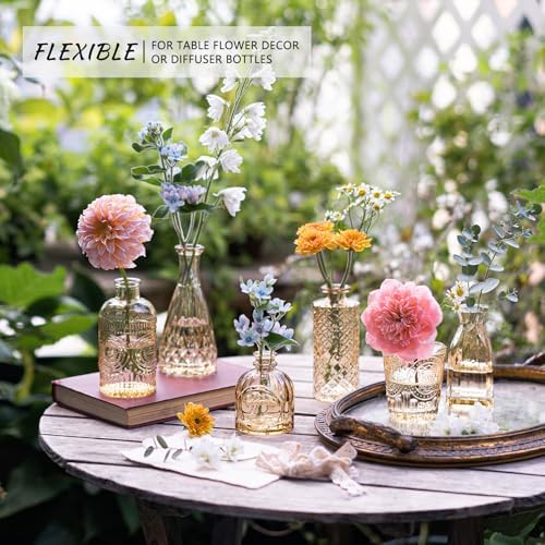 SUPMIND Glass Bud Vases Set of 24, Small Gold Amber Flower Vases in Bulk