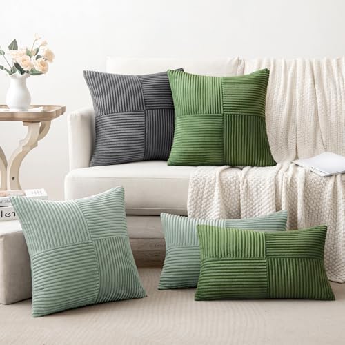 MIULEE Greyish Green Decorative Throw Pillow Covers for Couch 20x20 Inch