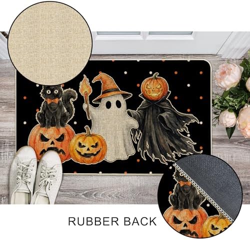 Hexagram Halloween Door Mat Pumpkin Ghost Doormat Front Porch Decorations