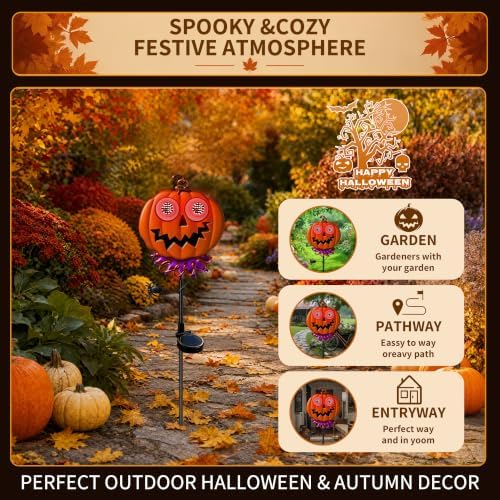 Solar Halloween Pumpkin Garden Stake Light,Halloween Garden Decorations