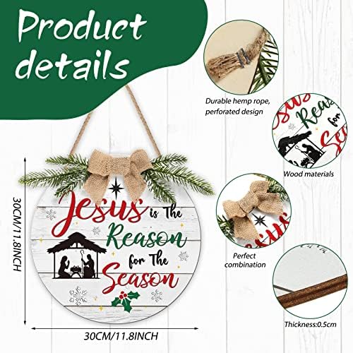 Capoda Christmas Nativity Hanging Sign, Front Door Decor, White, Jesus