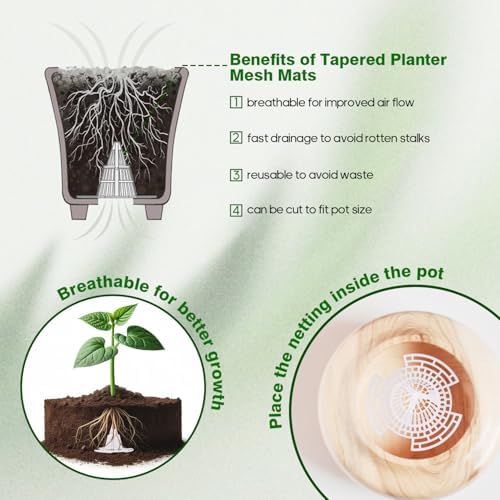 Reusable conical Planter Inserts for pots - Drainage Pads and Pot fillers for planters, Simple Gardening Tools for Horticulture Care