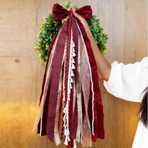 Christmas Decorations, Red Velvet Bows for Front Door Wreath Decor