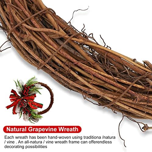 Ochine Grapevine Wreath Natural Vine Branch Hoop, Rattan Garland Twig Base DIY Making Supplies for Christmas Craft, Front Door Wall Hanging, Wedding and Party Decor