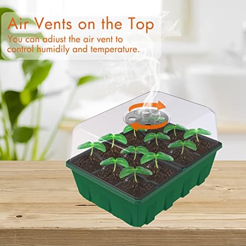 Gardzen 10 Pack Seed Starter Trays with Dome and Green Base 120 Cell