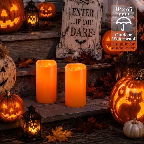 Amagic 3"x6" Flameless Candles, Waterproof LED Pillar Candles, Set of 2