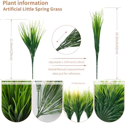 36 Bundles Fake Grass Plants Outdoor Fake Wheat Grass Greenery Stems