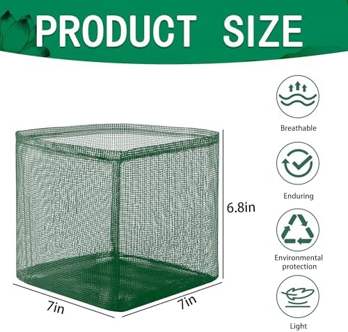 EBaokuup 4 Pcs Aquatic Pond Planting Bags-7" Reusable Mesh Water Garden Pond Plant Pot-Breathable Green Square Lily Plant Pots for Pond Bog Plant Garden Terrestrial Plant
