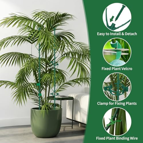 12 Pack Monstera Plant Support, Stackable Plant Supports for Indoor Plants, Pothos Plant Climber Pole, Adjustable Stakes for Indoor Plants Training & Vertical Growth Support Stakes